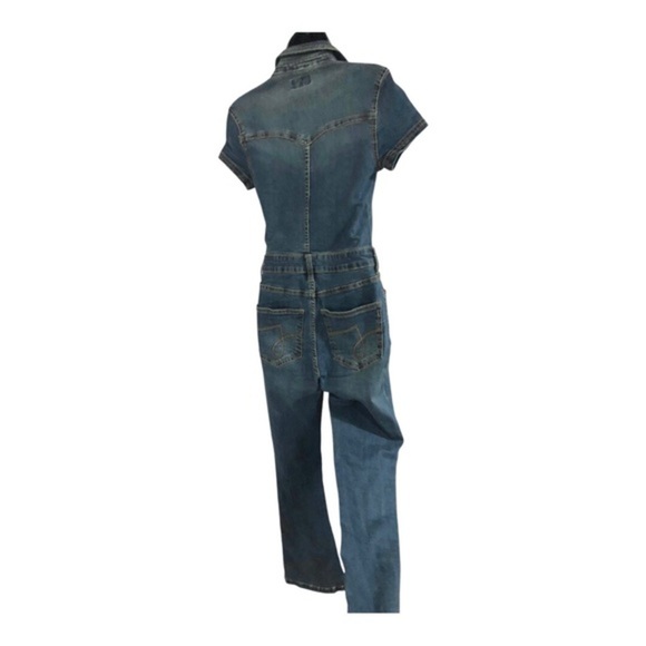 Juicy Couture baby boot western button front dark tinted denim jeans jumpsuit XS - Picture 8 of 16
